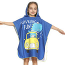 Quick Drying Children Swimsuit Kids Sea Print Hooded Cloak Baby Swimming Ba