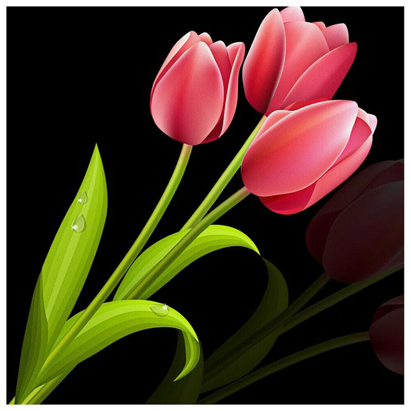 5D Full Round Drill Diamond Painting DIY Pink Tulip Wall Rhinestone Picture
