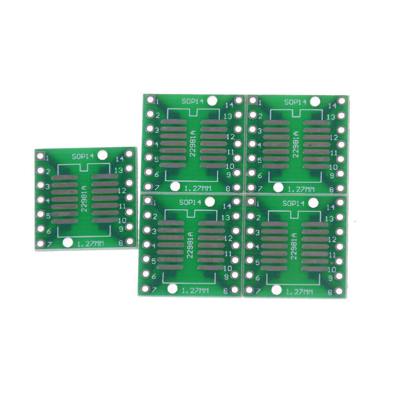 5Pcs SO/SOP/SOIC/SSOP/TSSOP/MSOP14 to DIP 14 Adapter PCB Board Converter Fw