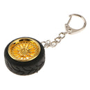 Car Key Ring Creative Wheel Rim Hub Design Chain Keyfob Pendant Golden