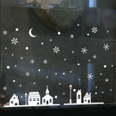 Christmas Shop Window Decoration PVC Wall Stickers Christmas Snowflakes Town