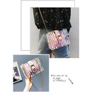 Striped Clear Transparent Pvc Women Messenger Crossbody Bag Chains Jelly Su X3J7
