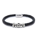 Fashion Men PU Leather Weave Stainless Steel Magnetic Clasp Bracelet JewelrySA3C