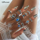 13 Piece Set Rings Fashion Retro Boho Dainty Bohemian Party Star gem Jewelry Ew