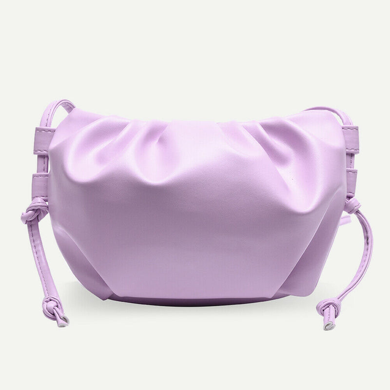 Women Cloud Shoulder Bag PU Day Clutch Solid Crossbody Handbag (Purple) A