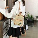 Pineapple Print Small Travel Backpacks Women Straw Shoulder Crossbody Bags