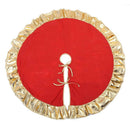 Red Christmas Tree Skirt Ruffle Edge Tree Apron Golden Cloth Ornament Decor A