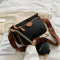 3 in 1 PU Leather Women Shoulder Bag Multi-Pocket Crossbody Handbag (Black)