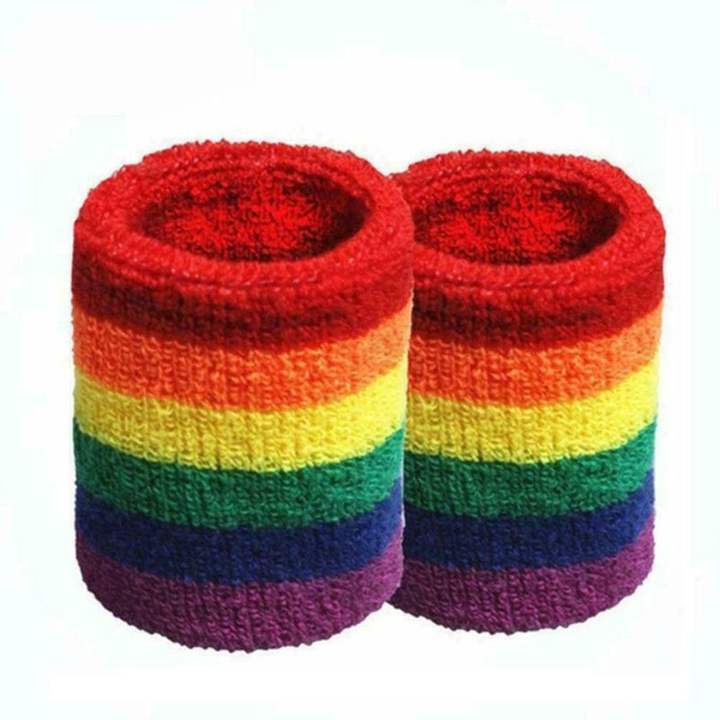 1x Rainbow Color Breathable Bracers Bracelet Badminton Running Fitness A3H3