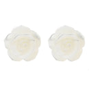 Women Girl's White Shell Rose Flower Studs Earrings for Fashion Accessories