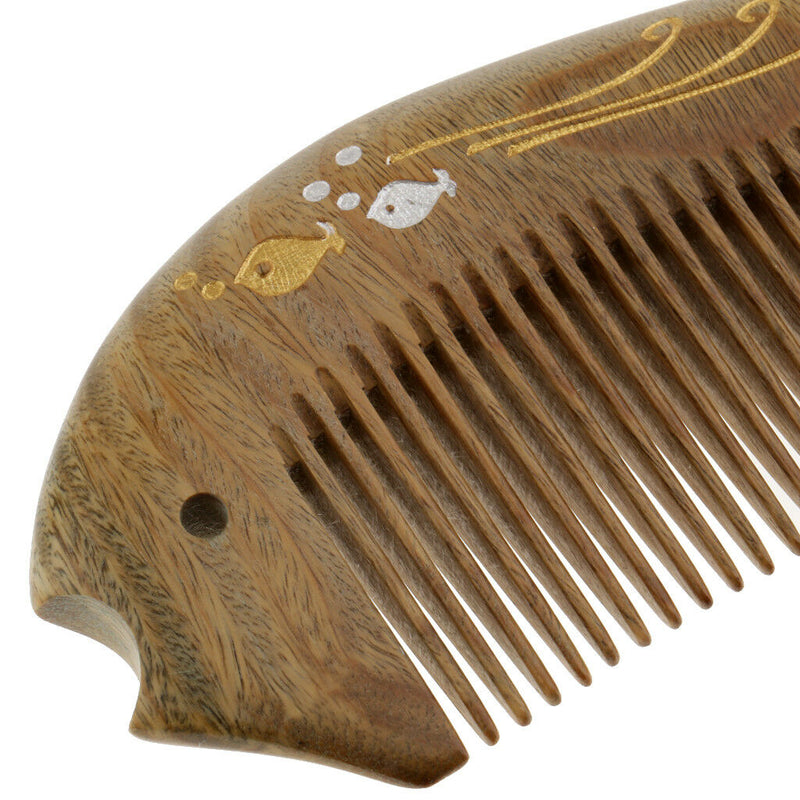 Wooden Green SandalWood Scent Natural Hair & Beard Comb Stylish   Carved