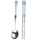 3 Set Chopsticks and Spoon Stainless Steel Set Tableware With Storage Box Gift