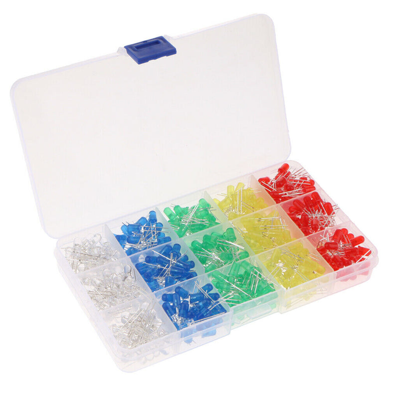 500pcs Ultra Bright 5mm Light Emitting Diode LED Lamp Assorted Kit White Red