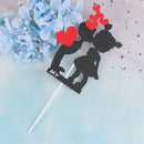 1PC Cake Topper Black Boy & Girl with Red Heart Wedding Paper DIY Wedding Part@