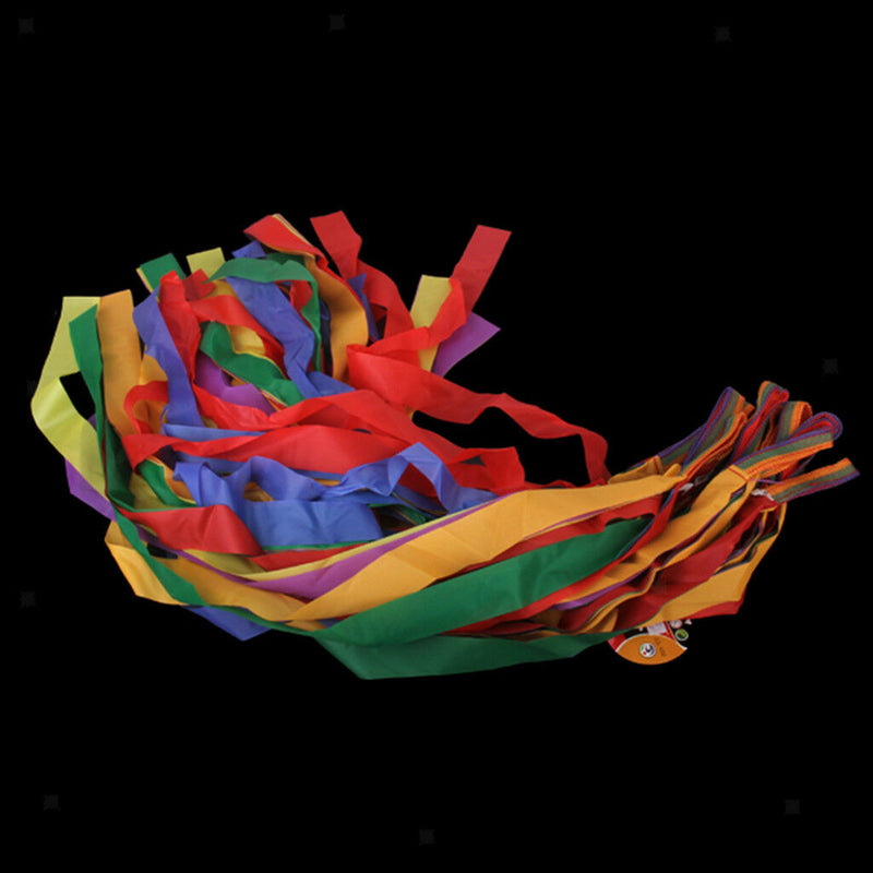 12pcs Hand Held Dance Dancing Rainbow Ribbon Toys for Children Kids 1M Long