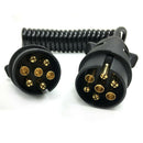 7 Pin Plastic Trailer Plug X2 w/curly 1.5M extension Cable Male to Male Socket