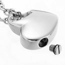 Lovely Heart Glossy Pendant Memorial Ash Glossy Screw Open Stainless Steel
