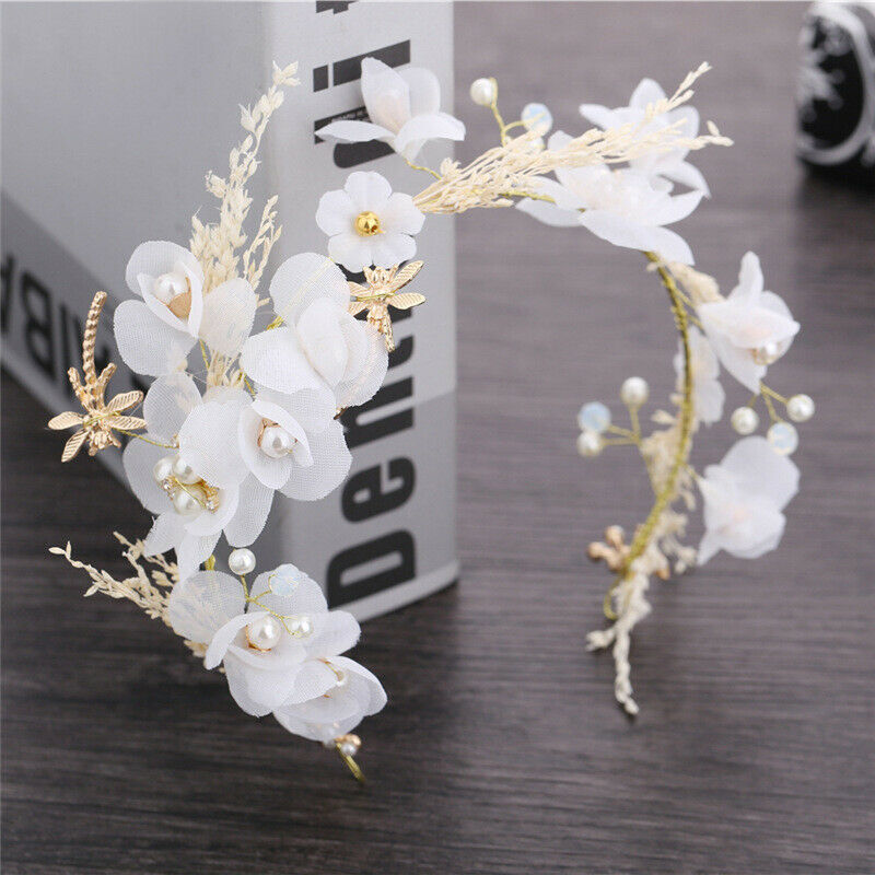 Floral Princess Wedding Headpiece Dried Flower Headband Dragonfly Tiara Hai Y7K7