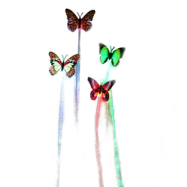 2*LED Colorful Butterfly Clip Hair Flashing Glow Girls Decor Braid Hairpin