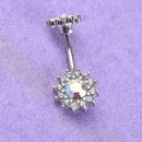 Beauty Navel Belly Button Rings Bar Crystal Flower HOT Body Dangle Piercing F6M9