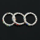 3 x Elastic Toe Ring Bridal Jewelry Single-Row Rhinestone 3mm---Multicolor F3R6
