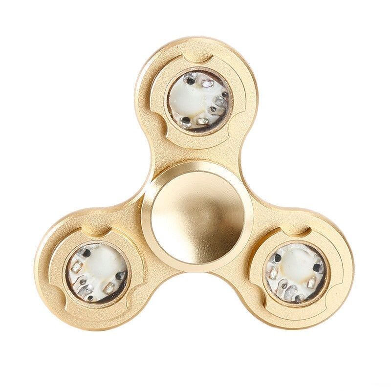 Hand Finger Spinner EDC Tri Fidget LED Light Ceramic Gyro Anti Stress Toys Hot