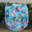 Ball Tassels Beach Towels Floral Printed Round Blanket Yoga Mat Tippet
