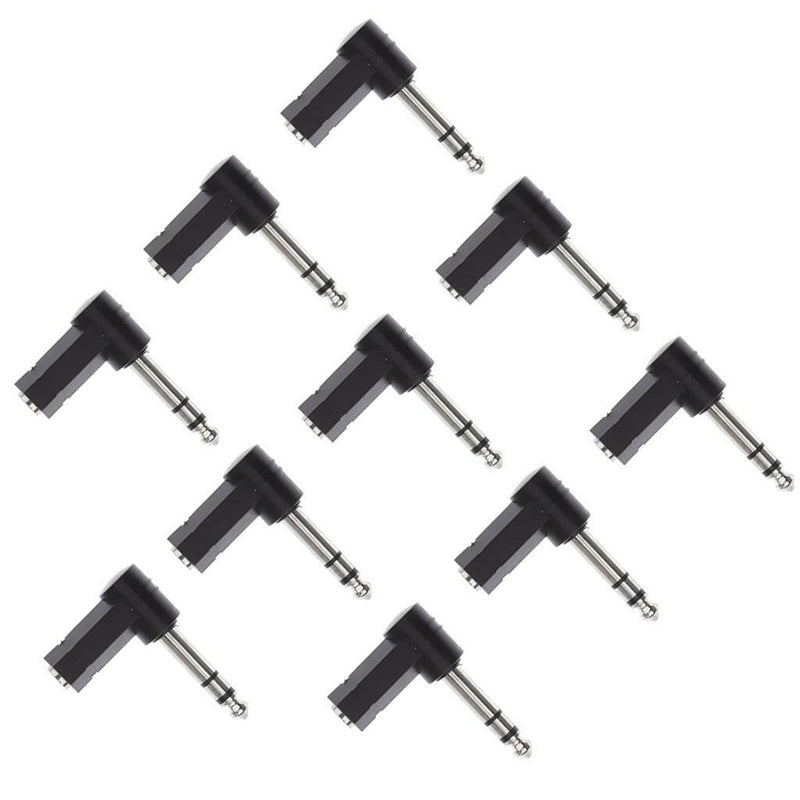 10x6.35mm to 3.5mm 1/8" Male Mono Jack 90 Degree Audio Connector Adapter