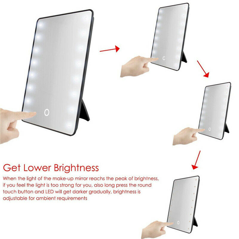 Makeup Mirror With 16 Leds Cosmetic Mirror With Press Dimmer Switch Battery E4H3