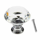 16pcs Glass Knob Drawer Door Crystal Diamond Handle Pull Dia 30mm for Wardr
