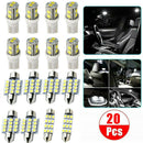 20pcs Mixed LED Car Light Bulb Interior Map Dome Trunk License Plate Lamps Kit