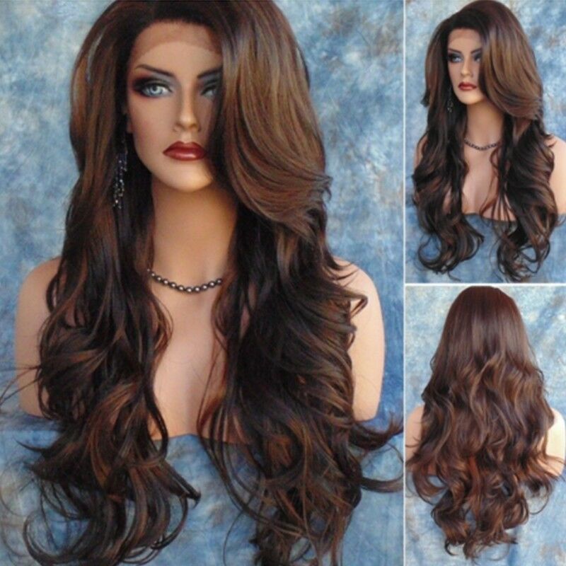 70cm Casual Synthetic Long Curly Wig Side Part Mixed Color Heat Resistant Hair