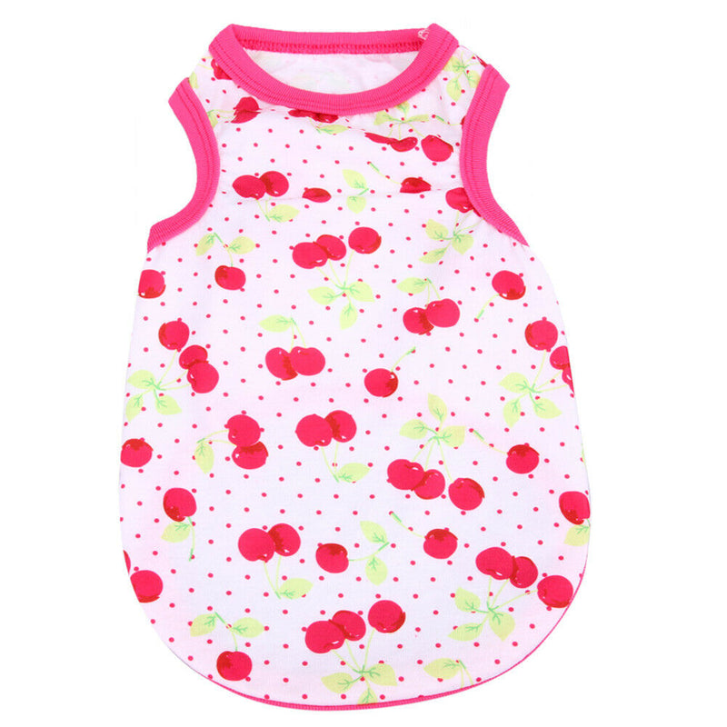 Spring Summer Puppy Small Dog Vest Clothes Pet Shirt (Cherry  Red)(M)