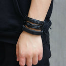 6Pcs Adjustable Braided Wax Rope Leather Bracelet Wristband Punk Cuff Bangle Hot