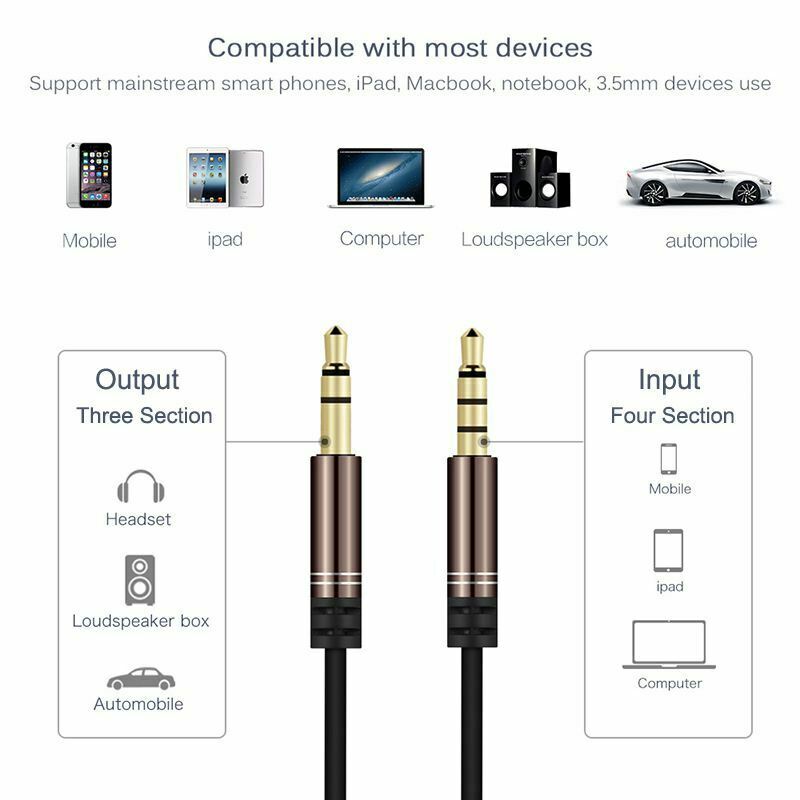 3.5mm Jack Audio Cable 1.2m Stereo Aux Plug Cables With Microphone Handsfre L4Q4