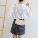 Fashion Corduroy Crossbody Bag Women Solid Chain Shoulder Handbags (Khaki)
