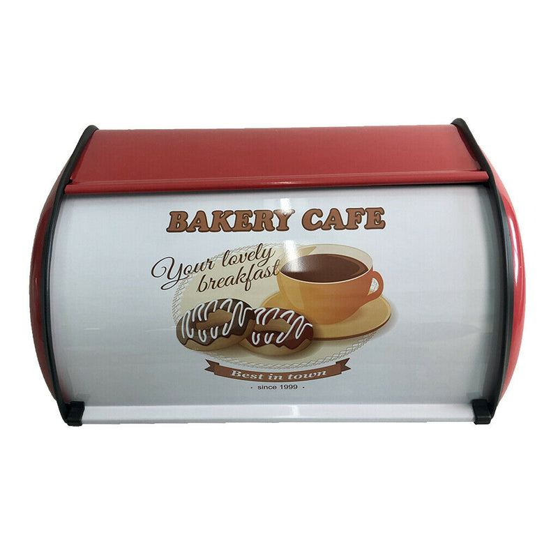 Metal Bread Box Bread Bin Holder Roll Top Lid for Bakery Restaurant Durable