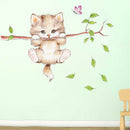 cute cat butterfly tree branch wall stickers for kids rooms home decoraS Hn