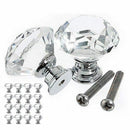 16pcs Glass Knob Drawer Door Crystal Diamond Handle Pull Dia 30mm for Wardr