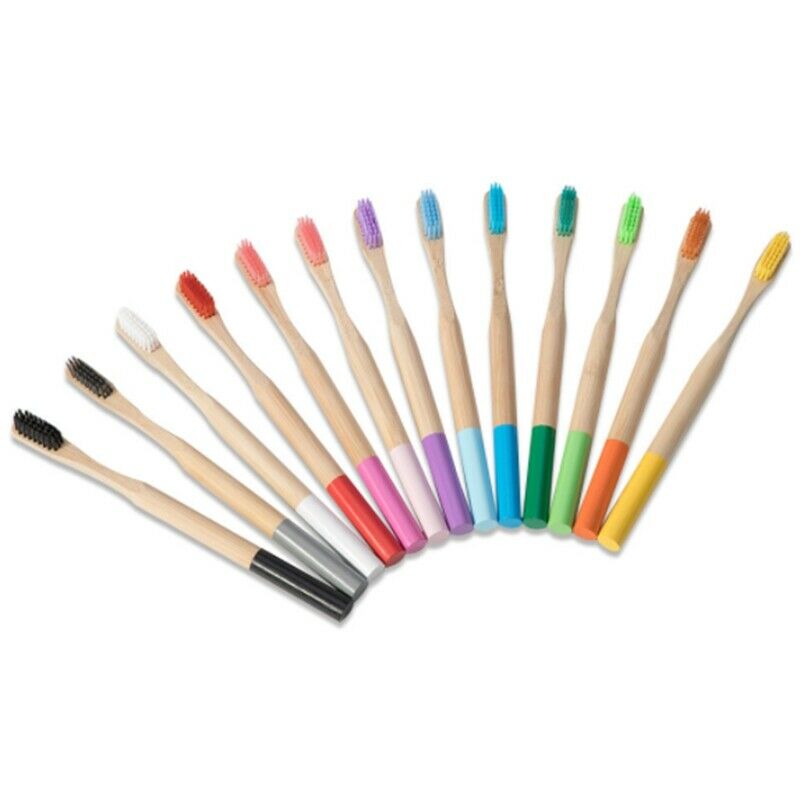 10-Pack Bamboo Toothbrush Medium Bristles Biodegradable Plastic-Free Toothb X1P3