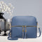 Tassel Shell Messenger Women Leather Handbags Solid Shoulder Bag (Lake Blue