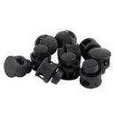 10 Pcs Plastic Toggle Stoppers 2 Holes Cord Locks End Black Q9K4