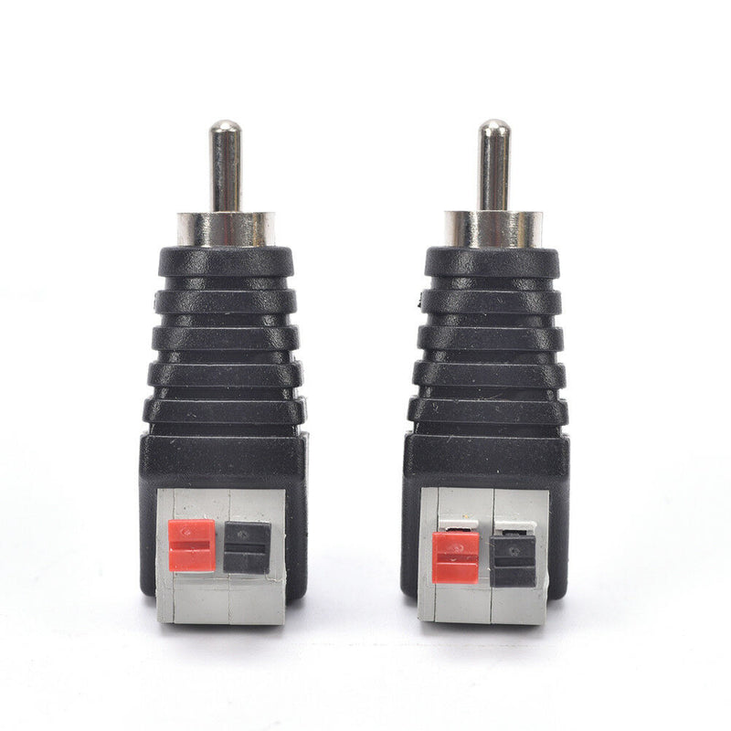 2x Speakers Wire A/V Cables to Audio Male RCA Connector Adapter Jack CLessPl  TE