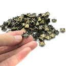 100Pcs 9mm Punk Style Bronze Square Pyramid Spikes Studs Rivets DIY Bags NLJ