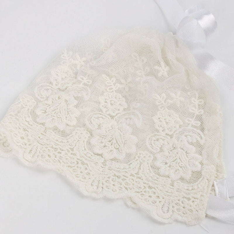 Baby Girl's White Boys Baby Shower Caps Lace Floral Bonnet Infant's Hat