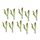 4 Pieces Mini Green Leaf Leaves Enamel Alloy Charms Pendant Jewelry Crafts