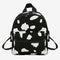 Cow Print Backpack Women Canvas Schoolbag Teenage Girl Mini Bagpack (Black)