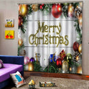 Christmas Curtains Baubles Pine Twig Print Living Room Window Drapes 2 Panel