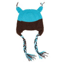 Cute Handmade Owl Knit Hat Cap Light Blue and Coffee K9R9