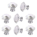 8 X LS-D3020 40MM Clear Crystal Glass Diamond Cut Door Knobs Kitchen Cabine